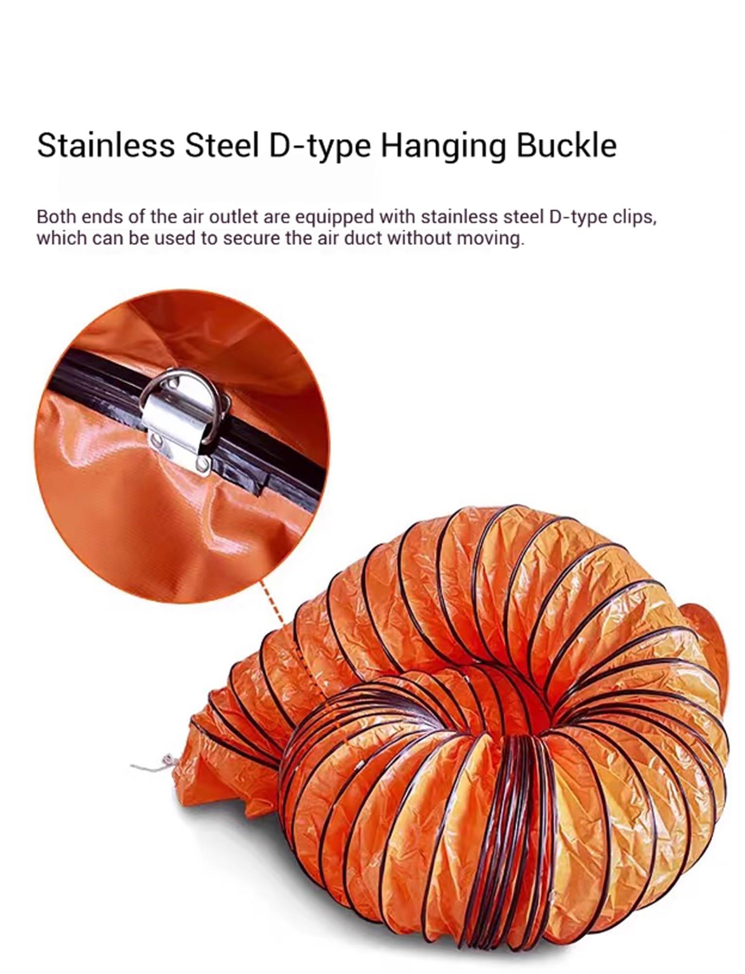 Manguera flexible para ventilación, conducto de extracción de PVC con cuerda ajustable y anillos en D, ideal para sopladores y ventiladores, diseño flexible, 3 m de longitud
