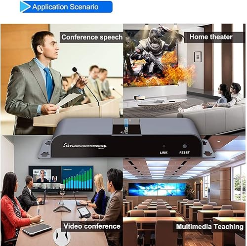 Miniatura 8 de MYPIN Extensor HDMI 1080P @60HZ 1x2 dispositivo divisor sobre cable CAT6/6A/7/8, transmisión de hasta 131.2 ft/131 pies con pantalla local de bucle,