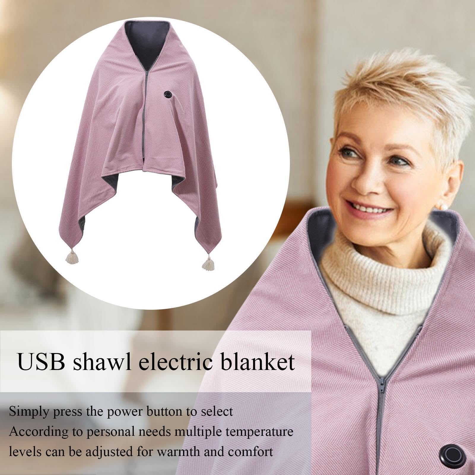 Manta Eléctrica Ponible Niveles de Temperatura Ajustables y Diseño | Plaid USB calefactable 3 niveles de calor Manta Cálida Suave Ligera Portátil Casual Para Descanso Sofá Hogar