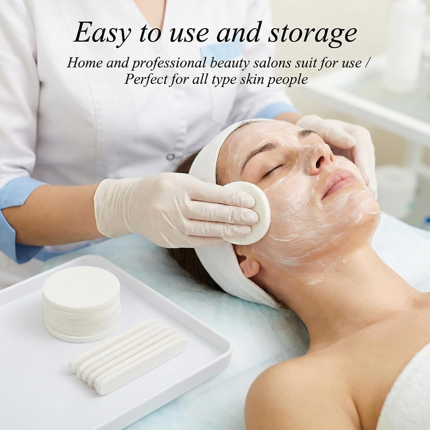240 Pcs White Compressed Facial Sponges for Estheticians PVA Face Cleaning Sponge Soft Round Cleansing Pads