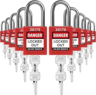 Sponsored Ad - TRADESAFE Lockout Tagout Locks Set - 10 Red Loto Locks, Lockout Locks Keyed Different, 2 Keys Per Lock, OSHA Compliant Lock Out Tag Out Padlocks, Safety Padlocks for Electrical Lockout Tag Out Kits