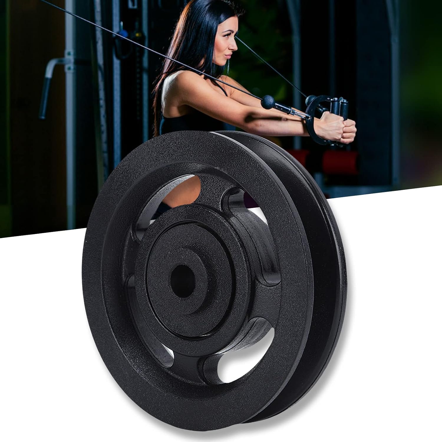Keenso 10PCS 90mm Universal Bearing Pulley Wheel for Cable Machine Gym Equipment Part Garage Door