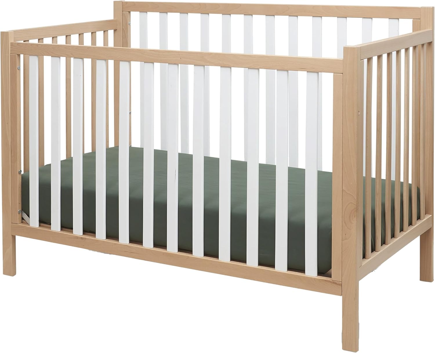 Sorelle Essex Euro 4-in-1 – Nursery Furniture Set, Wooden Baby Crib with Non-Toxic Finish, Integrated, Toddler, Daybed, and Full-Size Bed Conversion Kit – White Natural