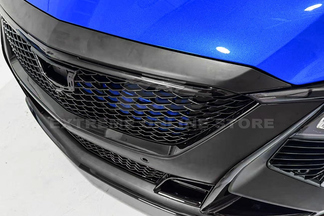 Replacement For 2025-Present Cadillac CT5 Models | CT5-V Blackwing Style ABS Plastic - PAINTED GLOSSY BLACK Front Bumper Upper Grille Insert Vent Cover GRILL-1084-ABS