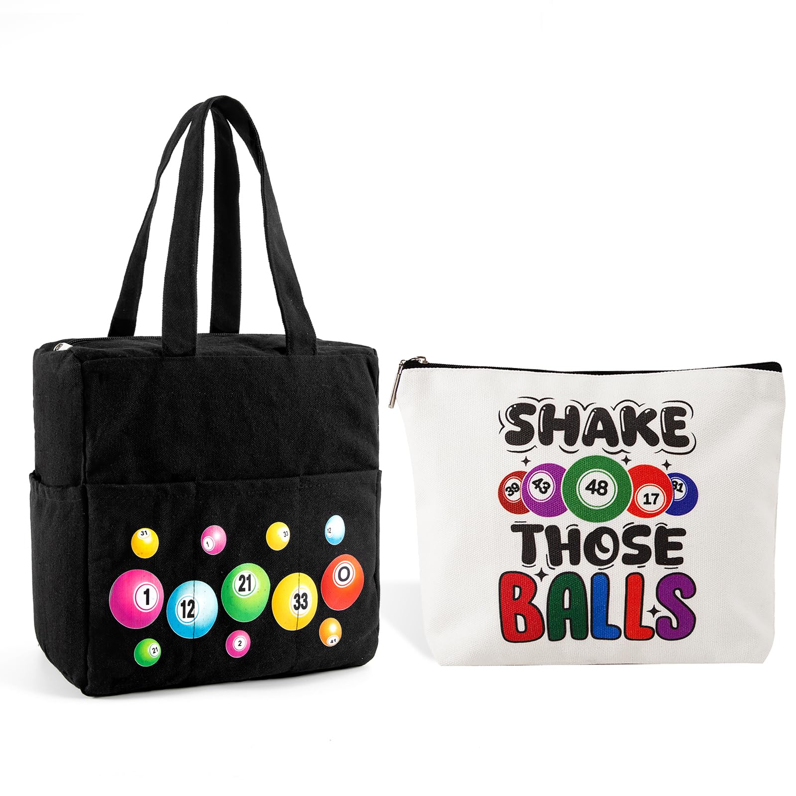 JDGHGB 2 Sets of Bingo Bags with Pockets on Clearance,Zipper Bingo Daubers Bags Supplies Accessories,Gifts for Game Lover Gambler for Adults Seniors