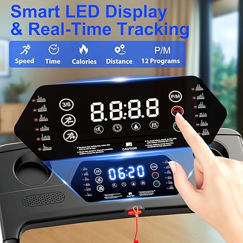 Miniatura 3 de Cinta de correr con 8% de inclinación, caminadora con barra de mango, cintas de correr plegables portátiles para correr y caminar, motorizado sin