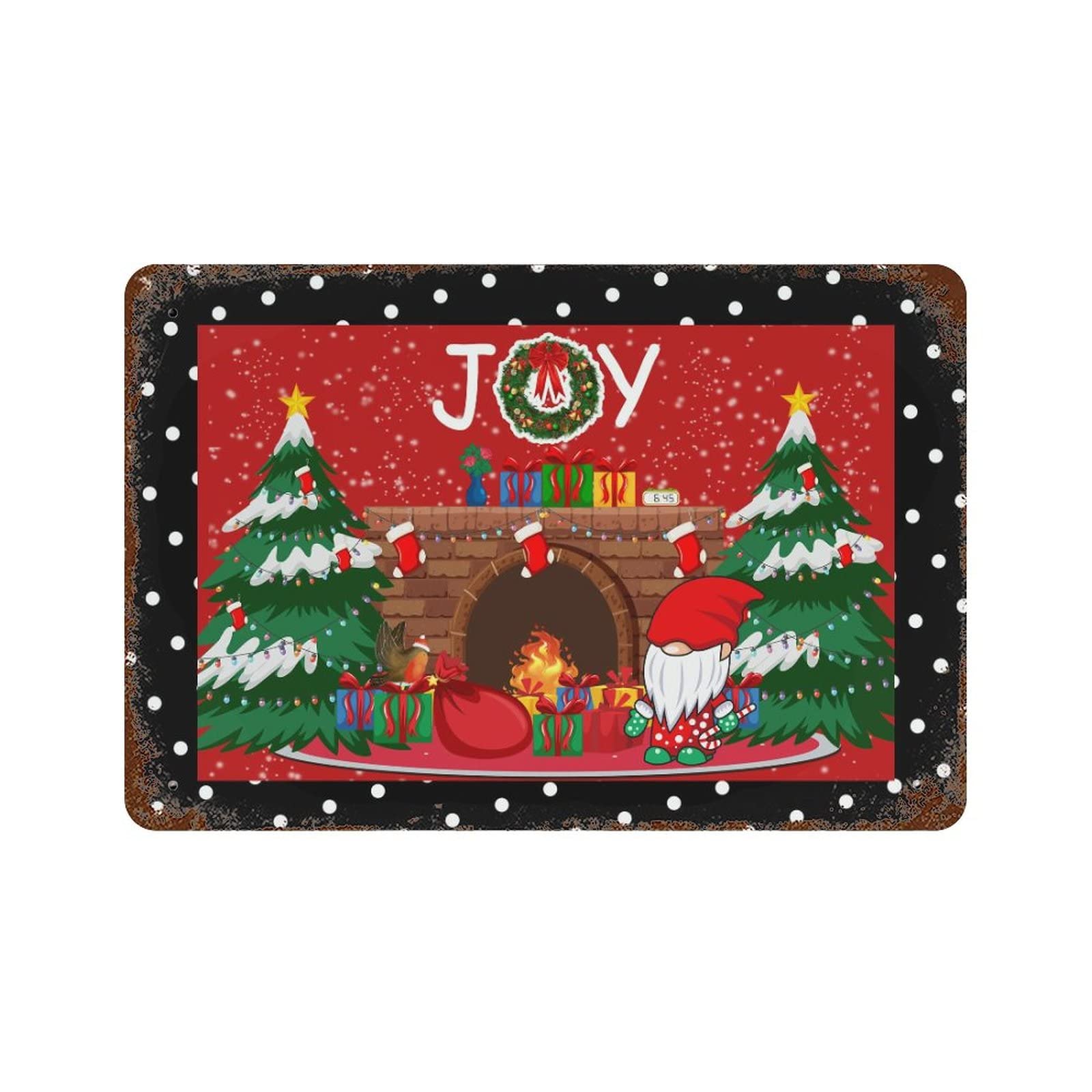 Plaque rétro Noël en étain gnome et bonhomme de neige cadeau idéal maison 30x45