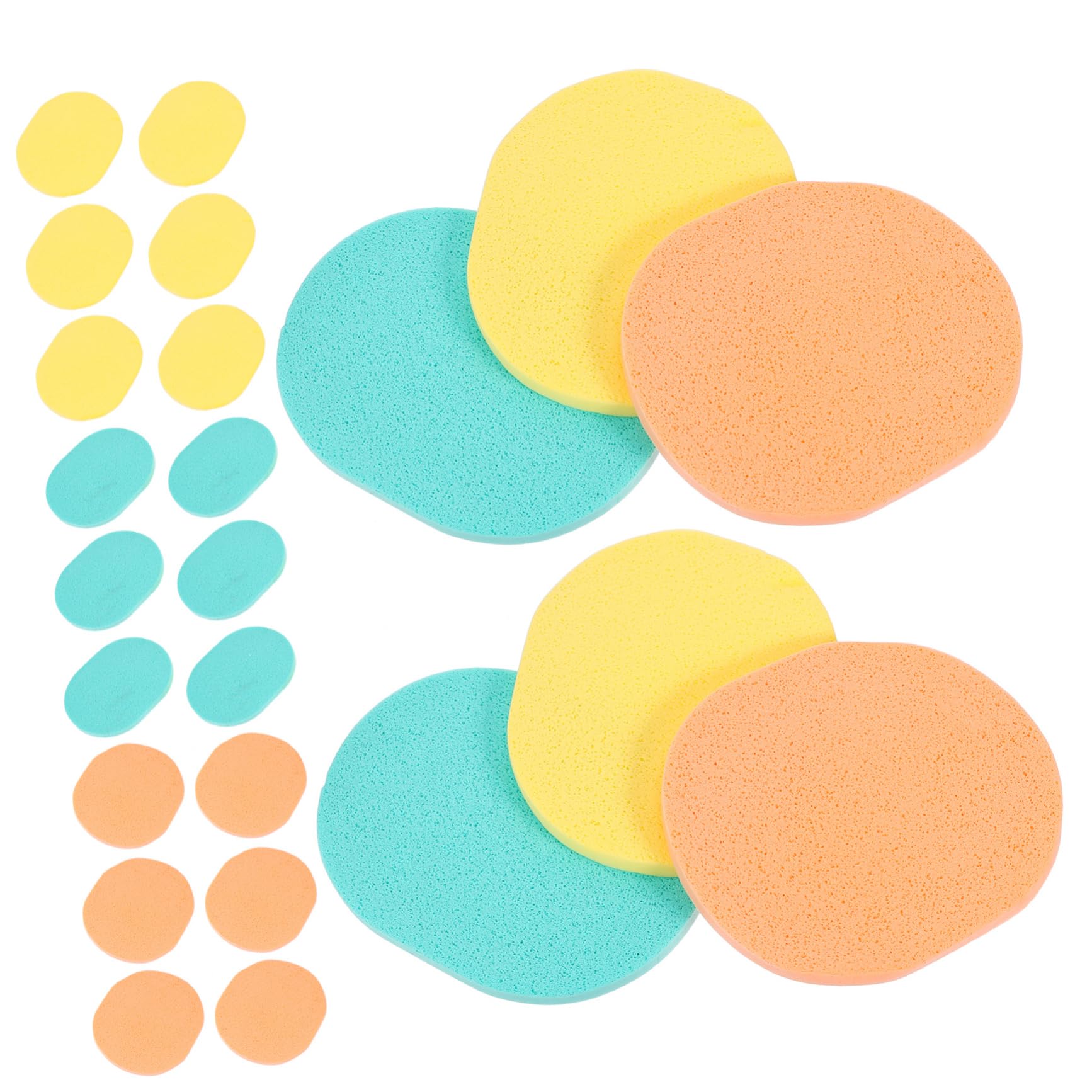 OUNONA 50Pcs Natural Facial Cleansing Sponge Pads Compressed Face Cleaning Sponges for Deep Skin Cleansing Gentle Exfoliation and Makeup Removal Random Color