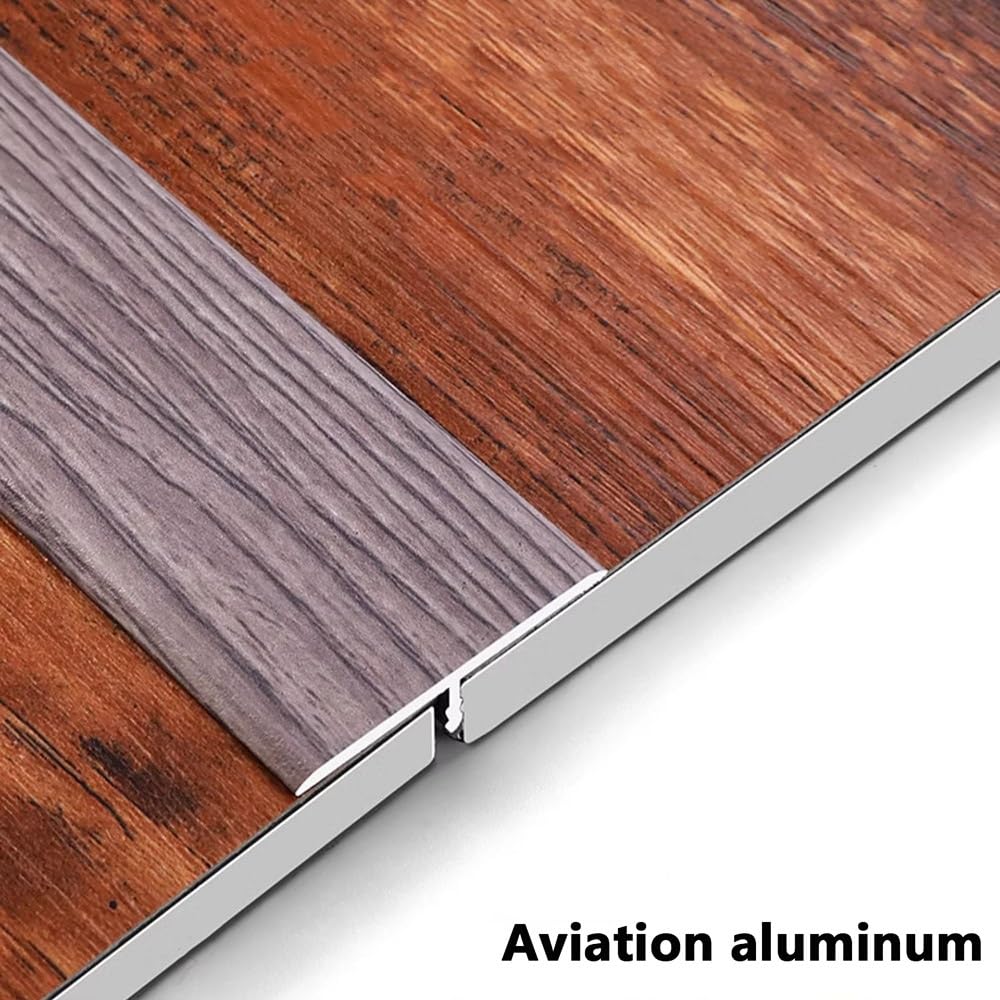 Bande de transition en aluminium en forme de T de 90 cm, bandes de séparation durables au sol de 35,4 pouces, garniture polyvalente for joindre les espaces du sol, les seuils de porte(Grey Oak)
