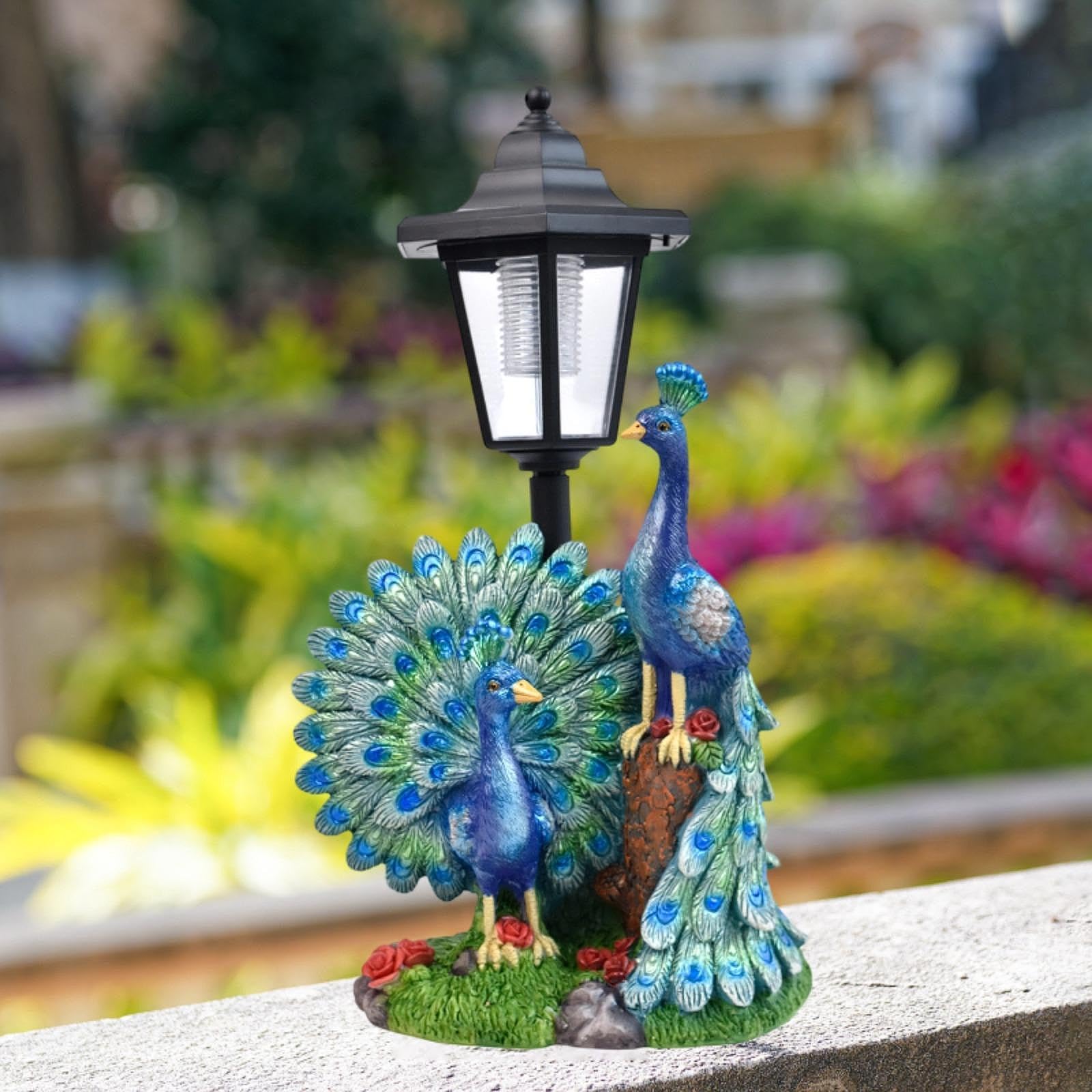 MagiDeal Estatua de para jardín con luz Decoración Exterior, Escultura de Resina única y Lámpara de Animal para jardín.
