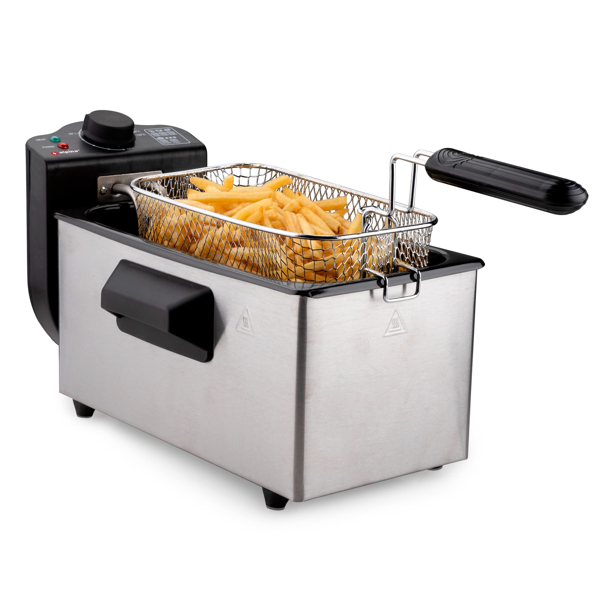 alpina Friggitrice - Friggitrice - 3 Litri - 2000 Watt - Acciaio inossidabile - Con Pulsante Termostato