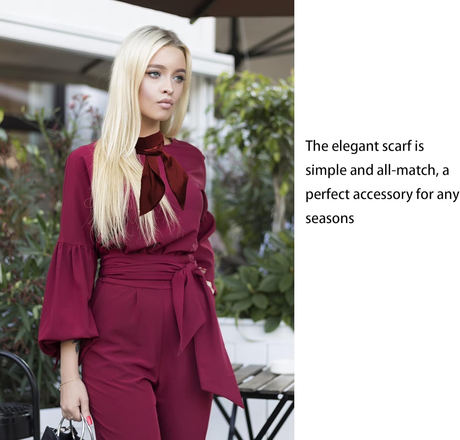 COTIM COYIN Women Plain Skinny Scarf, Solid Color Long Neckerchief Hair Band Choker for Women Purse Handbag - Image 4