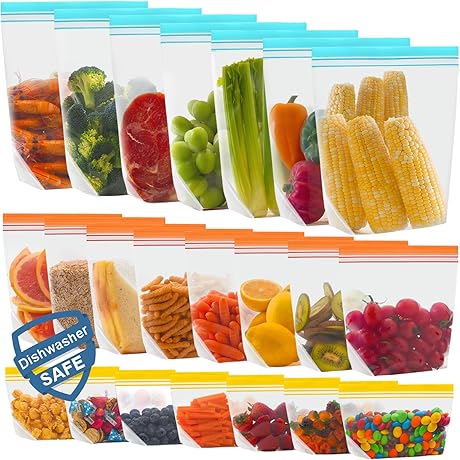 Lerine Reusable Silicone Food Storage Bags (22-Pack)