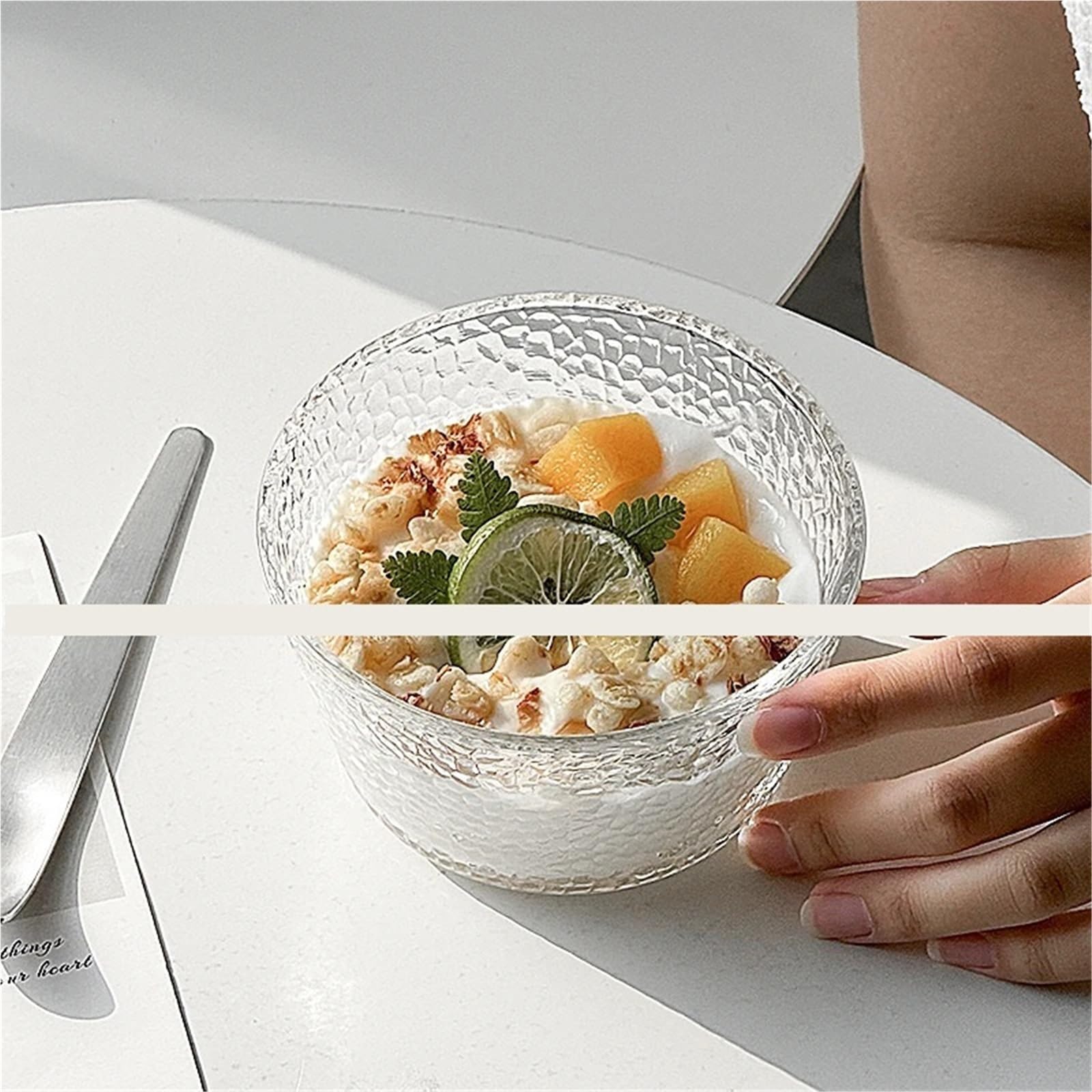 Ensaladeras Cuenco de Cristal Transparente for Helado y Ensalada, Cuenco for Helado y Yogur, Cuenco for Postre, Ensalada de Frutas, Cuenco for gelatina y Avena, 2 uds. para Cereales, Ensalada