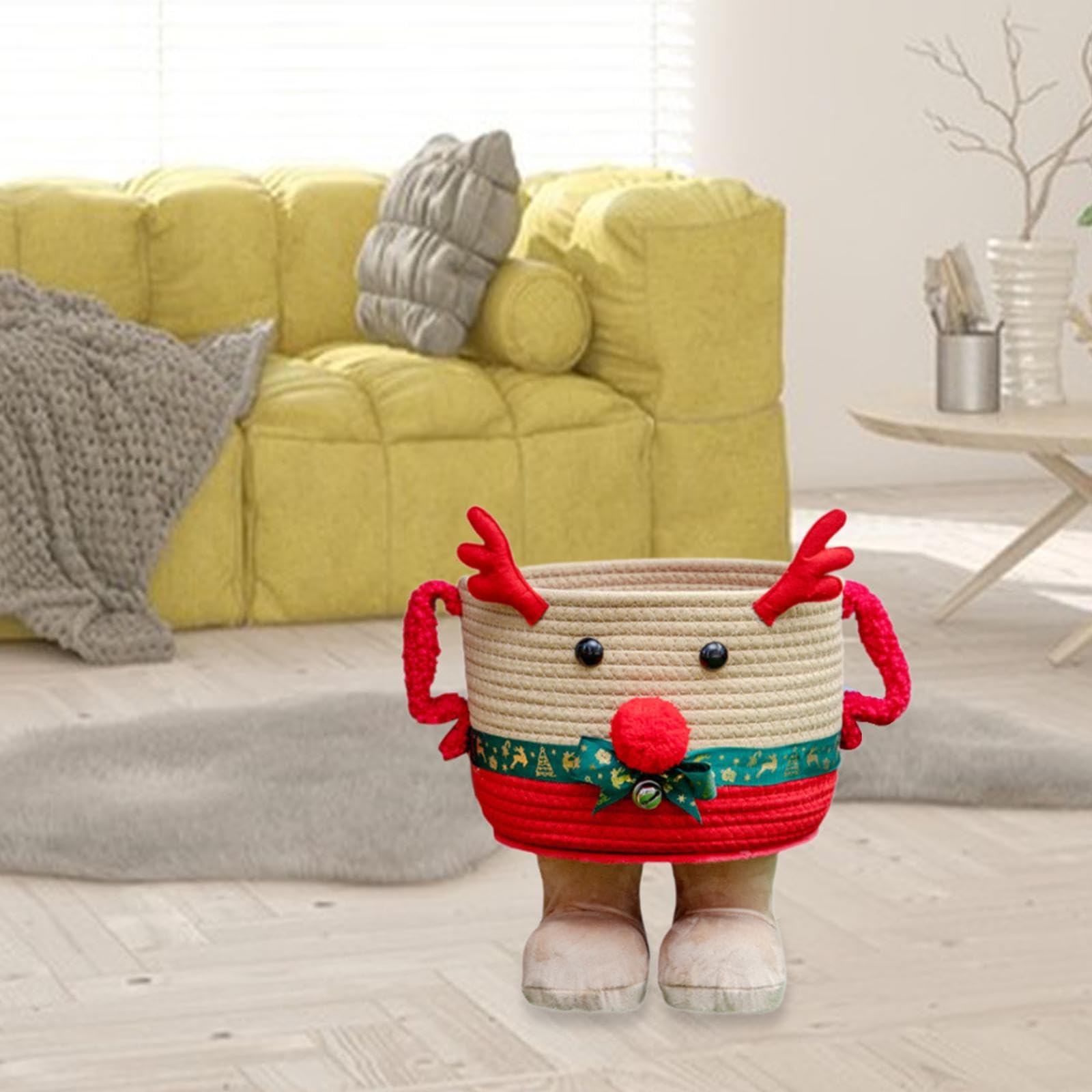 Organizador de Mesa con Diseño de Cesta de Ciervo Navideño para Dormitorio, Sala de Estar U Oficina.