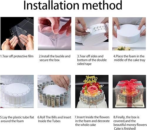 Miniatura 3 de Cajas de regalo en efectivo, caja de regalo de feliz cumpleaños, caja de regalo de dinero, pastel de flores falsas, caja de regalo de cumpleaños,