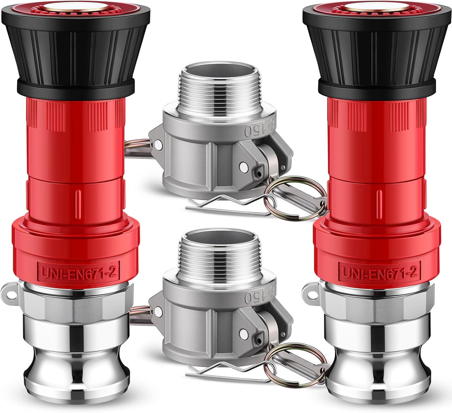 2 Fire Hose Nozzles Npsh/Npt Heavy-duty Industrial hose jet nozzle Thermoplastic Equipment Spray Fog with Aluminum Female and Male Aluminum Camlock Fitting for garden pool(2 Inches)