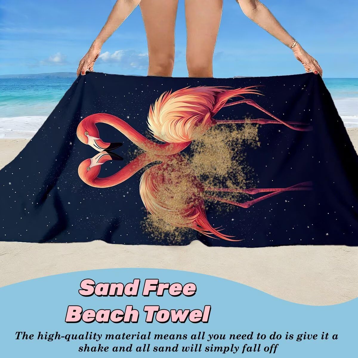 Toalla Playa 80x160 cm, Toalla Gimnasio Microfibra Secado Rapido, Juego de 2 Antiarena Toallas de Playa, Ligera Compacta Toallas Microfibra Grande para Viaje, Regalo Hombre Mujer (flamencos) -4985