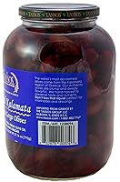 Vista 3 de Tassos Aceitunas extra grandes Kalamata sin hueso de Grecia tarro de 1.5L.
