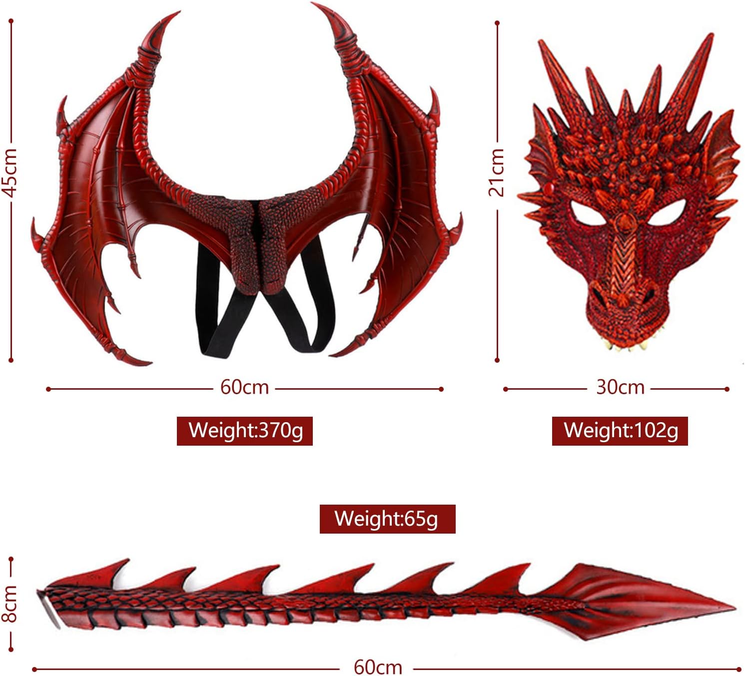 Nirvany Dragon Costume for Kids Boys Girls, Wing Tail Mask Set, Cosplay Halloween Costume - Image 2
