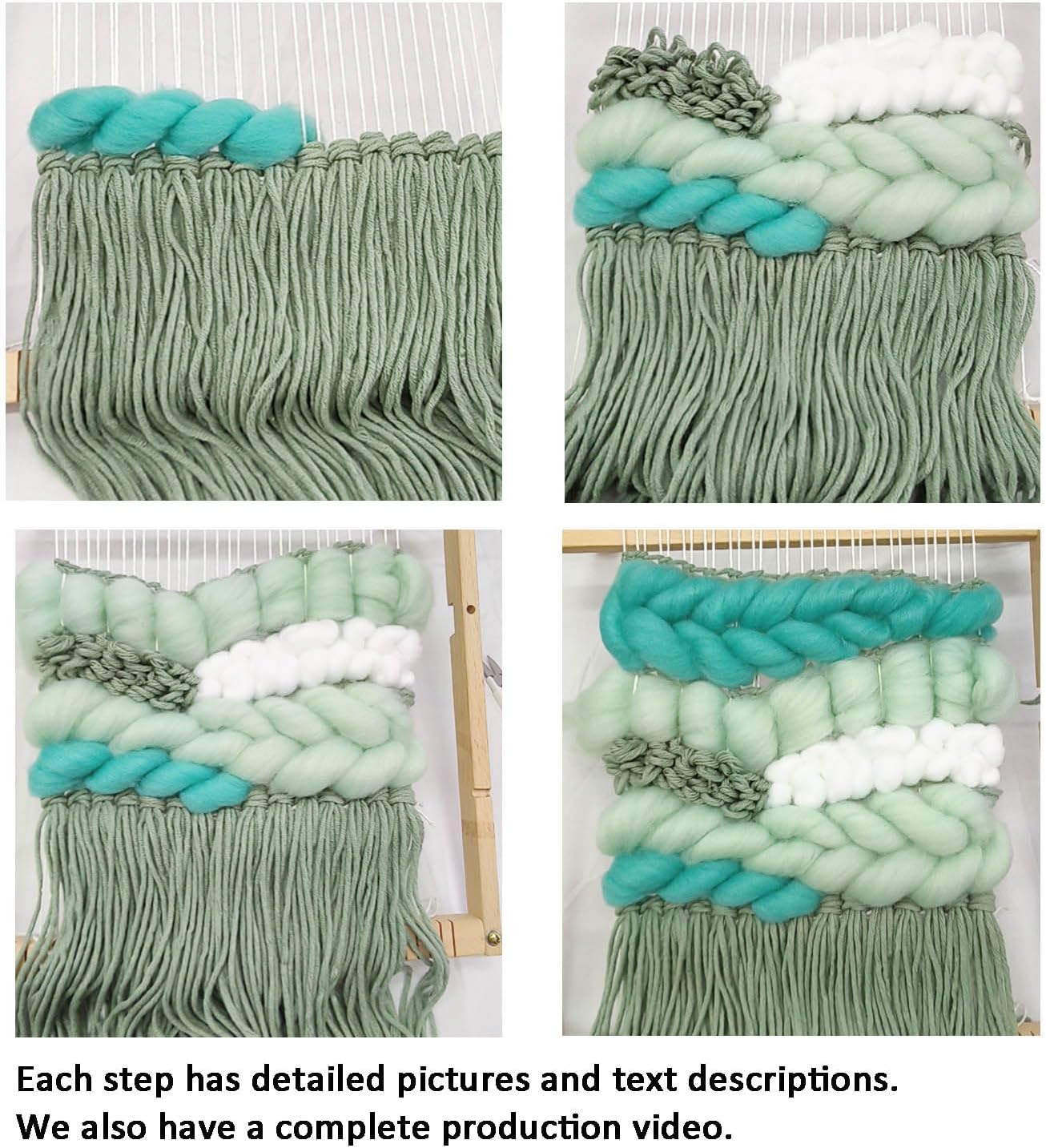 Weaving Loom for Beginners Adults/Kids and 1 Set of Weaving Works Complete Yarn Kit with Detailed Friendly Instructions, Parents and Children in The Holiday Experience Weaving Brings Fun Green