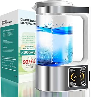 Portable Hypochlorous Acid (HOCL) Generator Machine, 2L Sodium Hypochlorous Solution Generator, Self-Made Electrolyzed Water System for Home Kitchen Hospital School Restaurant Bathroom Cleaning