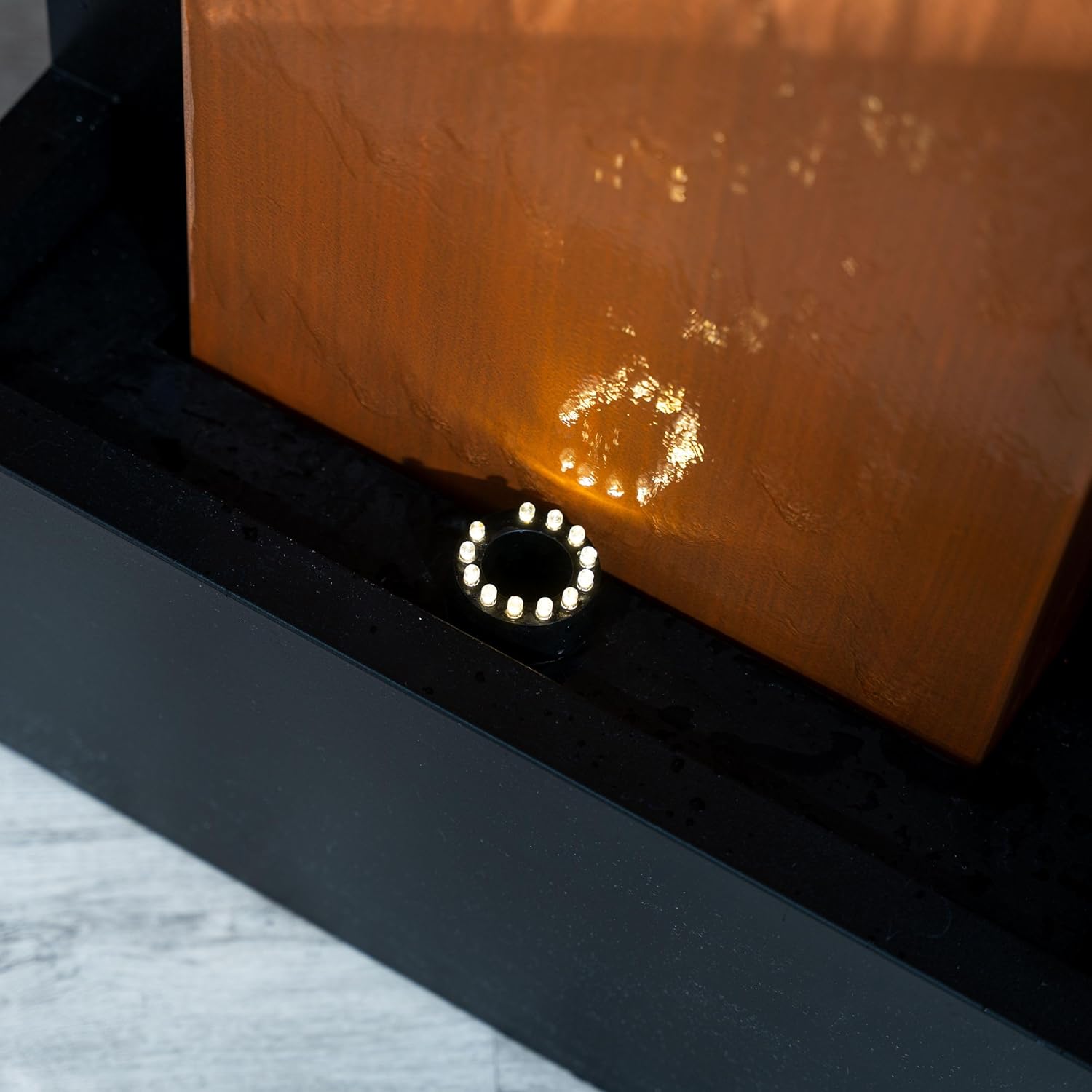 XBrand 47.2" H Outdoor & Indoor Zinc Metal Water Fountain, Modern Freestanding Water Feature with Warm White LED Lights for Patio, Garden & Home Decor