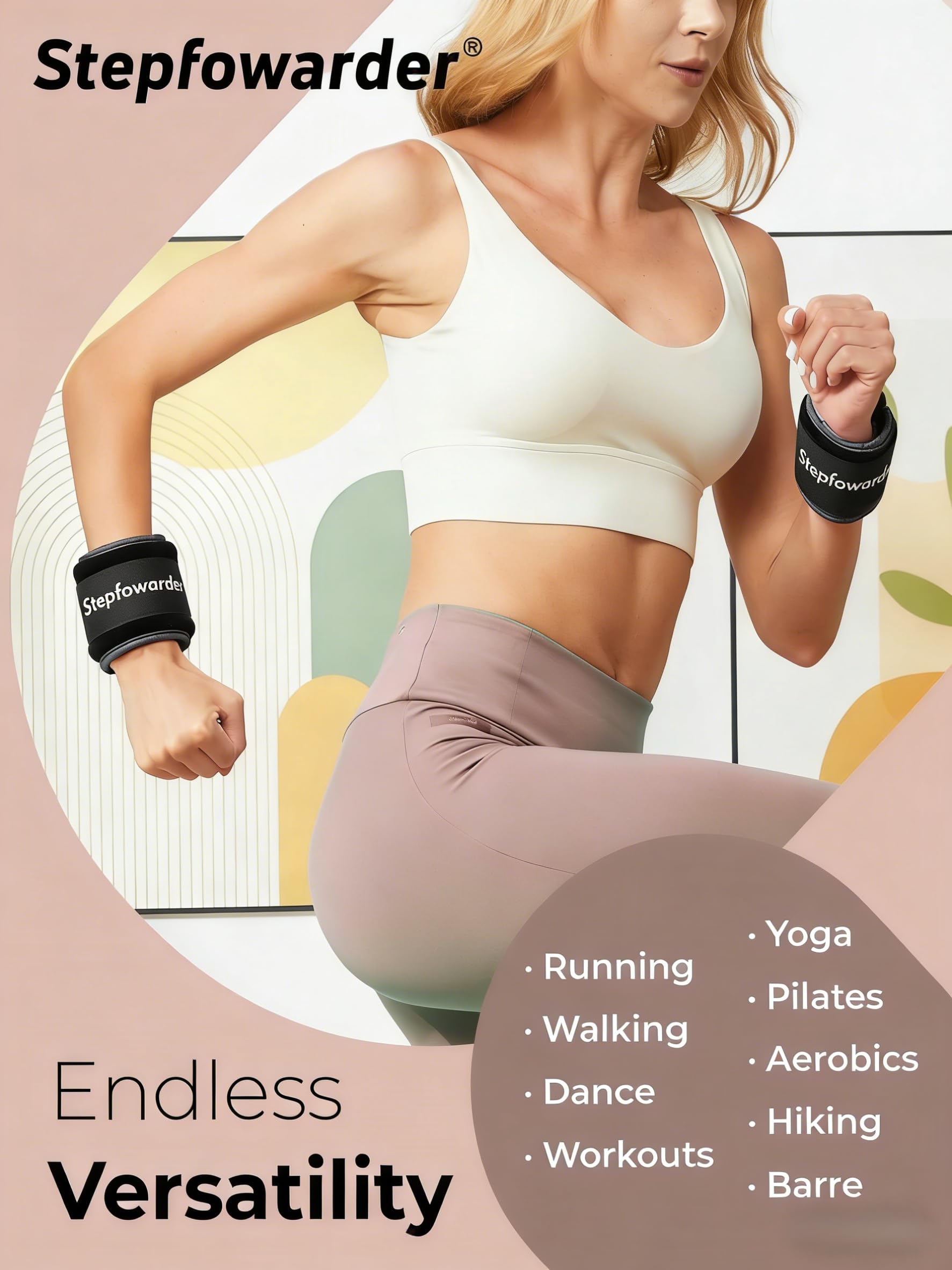 Ankle/Wrist Weights, 0.3-1kg for a Pair, Three Optional Colors & Weights with Adjustable Strap, 2 Pack