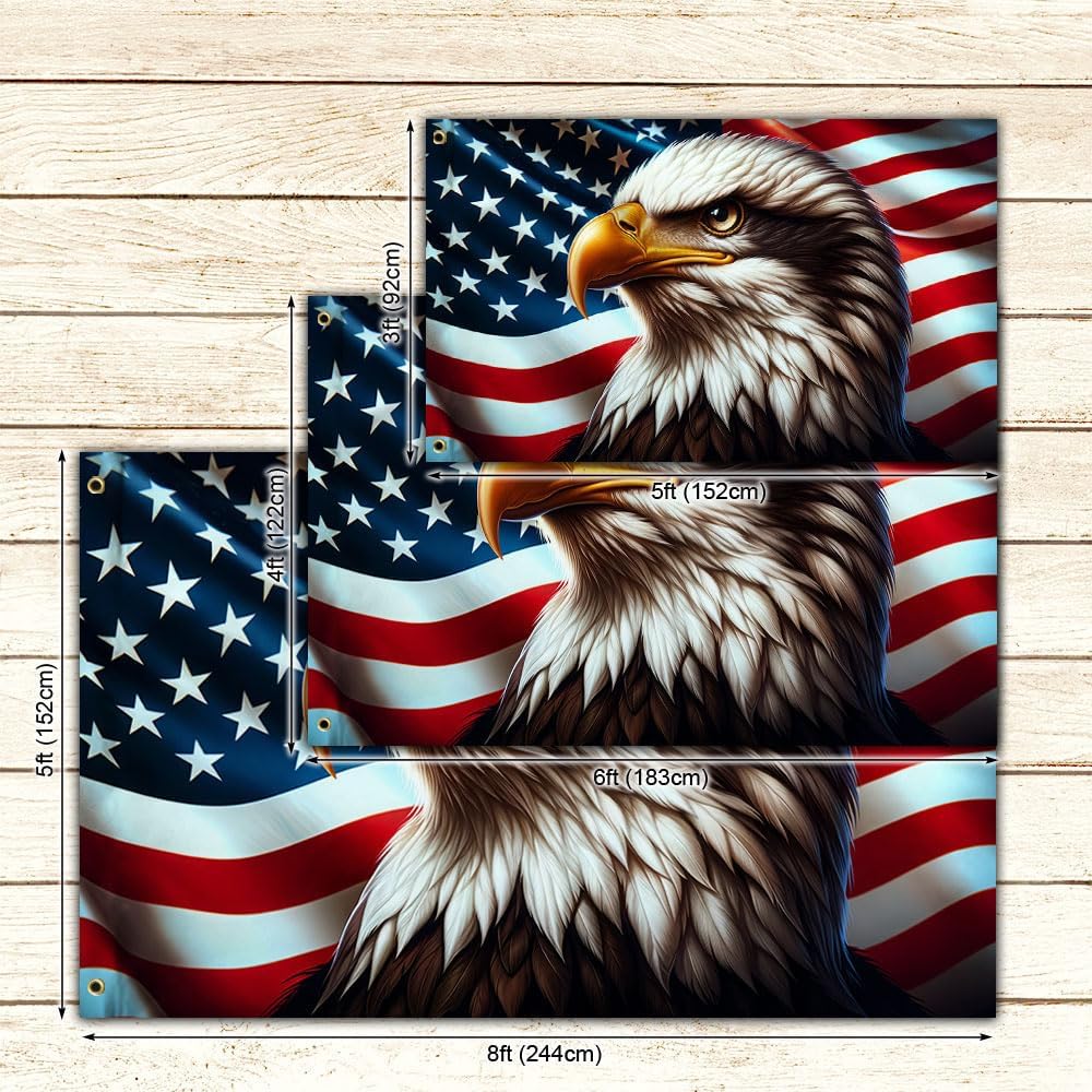 Patriotic Eagle American Grommet Flag, 5x8 Double Sided Garden Flag American Eagle Garden Flag, 4th of July Eagle Decor US America Garden Flag Indoor/Outdoor Flag, Patriotic Eagle Garden Flag