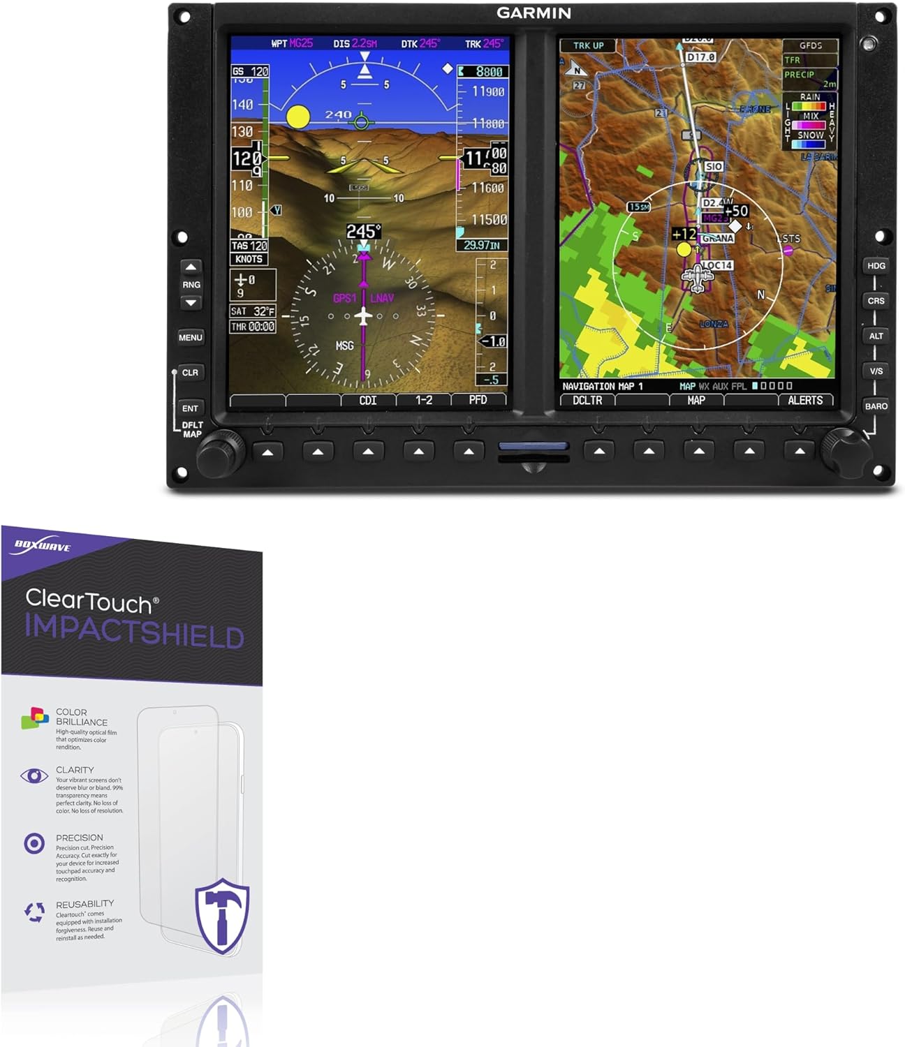 BoxWave Screen Protector Compatible with Garmin G500 - ClearTouch ImpactShield (2-Pack), Impenetrable Screen Protector Flexible Film