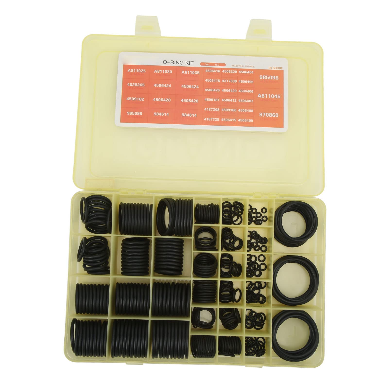 383 Pezzi o Anelli Anelli Set di Assortimento, Kit di Tenuta in Gomma di Nitrile Idrogenato per Escavatore Ex, Ordinatamente Ordinato con Custodia in Plastica, OE 4138938