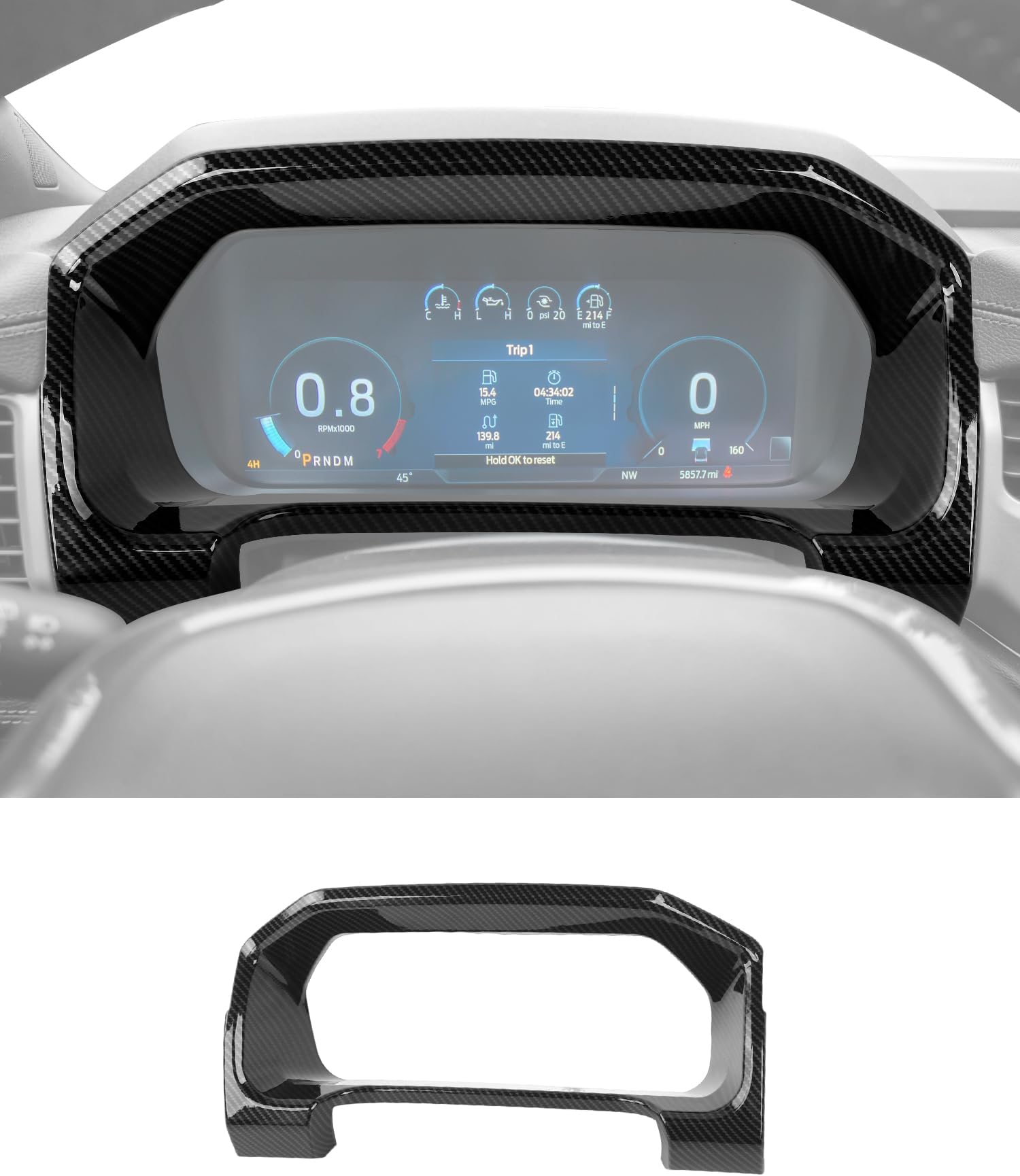 Dashboard Center Console Trim Cover 3D Carbon Fiber Pattern ABS Material Overlay Panel Sticker for Ford Expedition 2022 2023 2024
