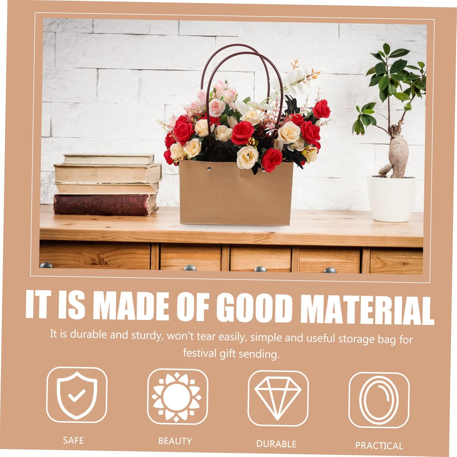 NULYLU 10pcs Handheld Bags Multi-function Wrapping Bags for Flowers Convenient Displaying for Parties Easy to Use for Takeaway Food Items image 2