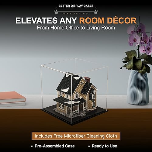 Vista 115 de Better Display Cases Versátil vitrina de acrílico transparente - Caja rectangular grande con base blanca 18" x 12" x 3" (BK09)