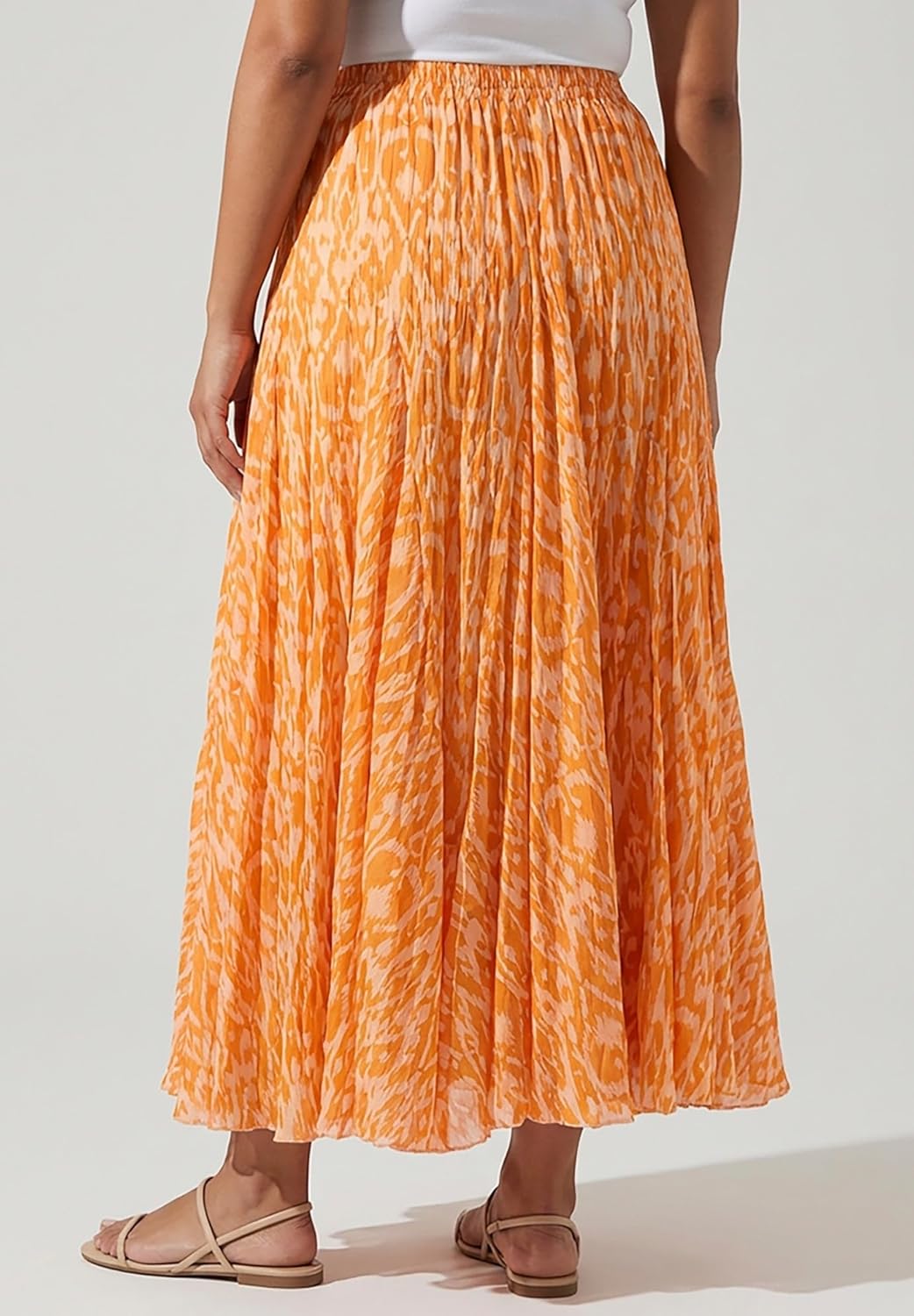 Jessica London Women's Plus Size Elastic Waist Cotton Flowing Maxi Crinkled Skirt