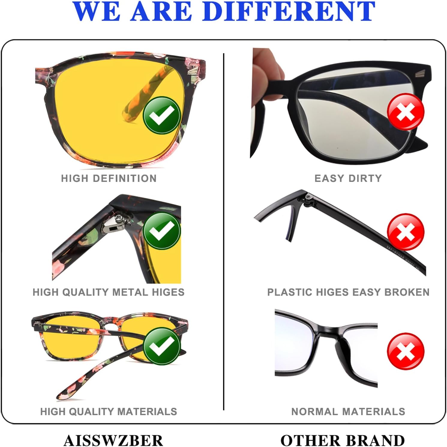 Night Vision Glasses for Driving Square Anti Glare UV400 Protection Lightweight Nighttime Eyewear for Men and Women Leopard image 6 of 7 B0DXVYVH8J