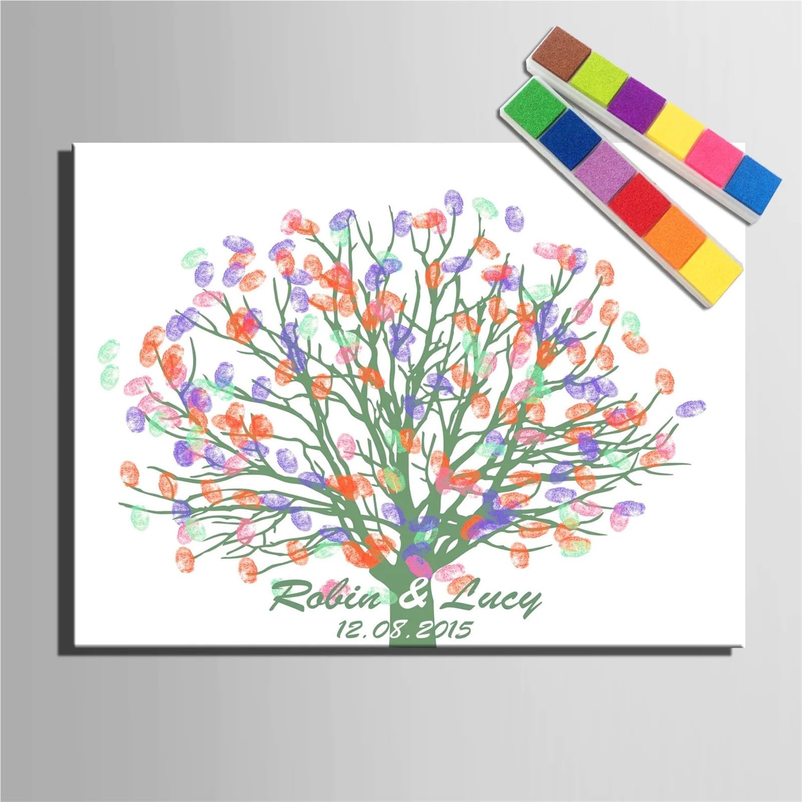 Fingerabdruck Hochzeit Gästebuch Fingerabdruck-Signatur-Gästebuch, Hochzeit, Partyzubehör, Fingerabdrücke, Baumdekorationsbücher Geeignet für Hochzeiten, Hochzeitsgeschenke(Color03,60x80cm 24x32inch)