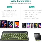 TECURS Bluetooth Keyboard and Mouse Combo - Rechargeable Wireless Keyboard Mouse with 7-Color Backlit for iPad, iPad Pro/Air/Mini, iPhone