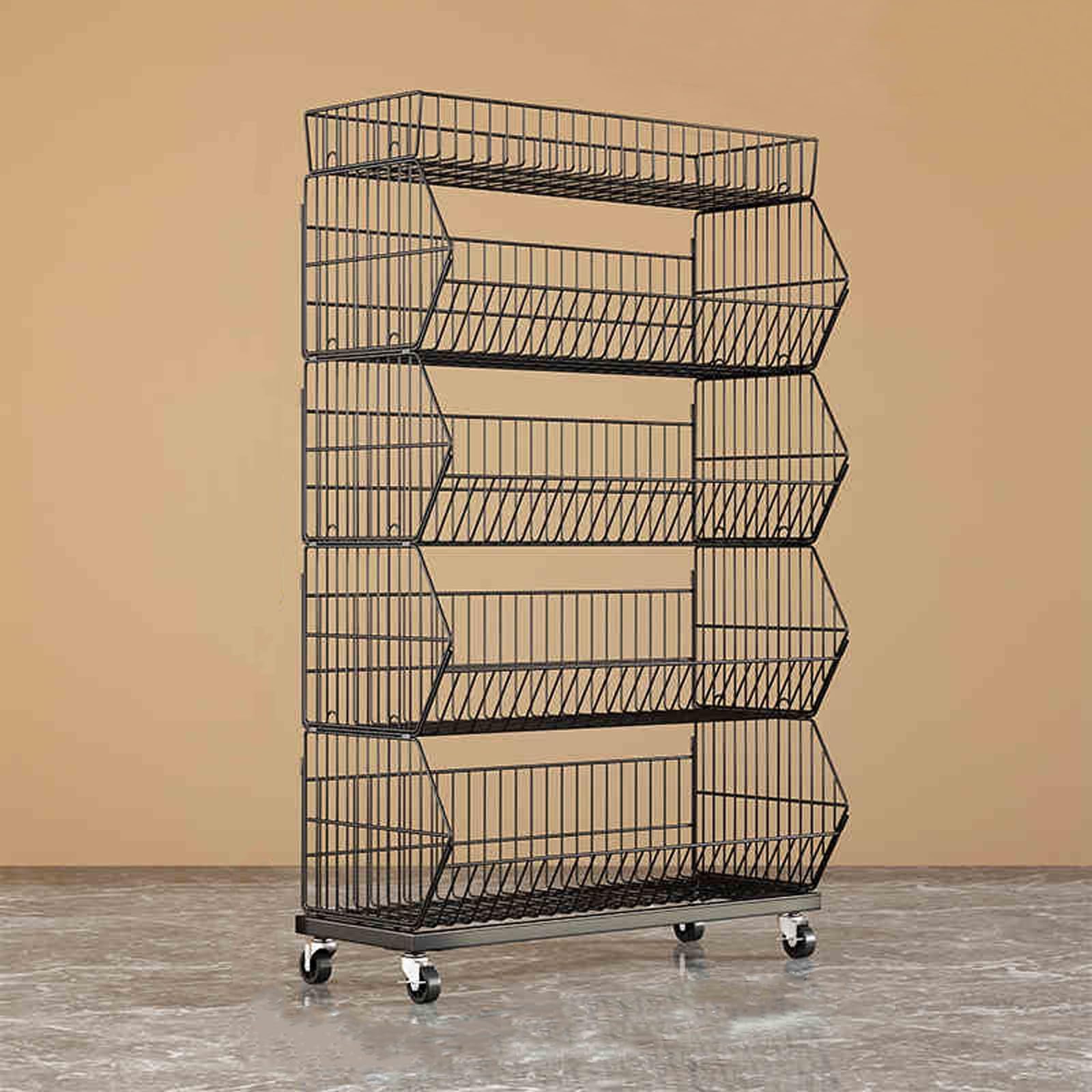 BOGDTF Black Metal Retail Shelving Unit for Convenience Grocery Stores and Supermarkets Gondola Wall Display Rack for Snacks and Light Cargo 60 * 45 * 140cm/23.6 * 17.7 * 55.1in.