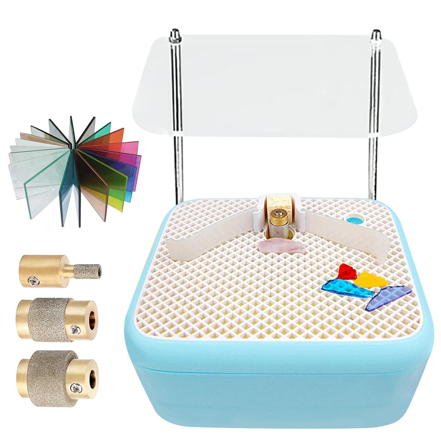 Mini kolorowa szlifierka do szkła, przenośna elektryczna szlifierka do plam, narzędzia do szlifowania diamentowego szkła, szlifierka do witraży z końcówką szlifierską 1 "i 3/4" i 1/4"