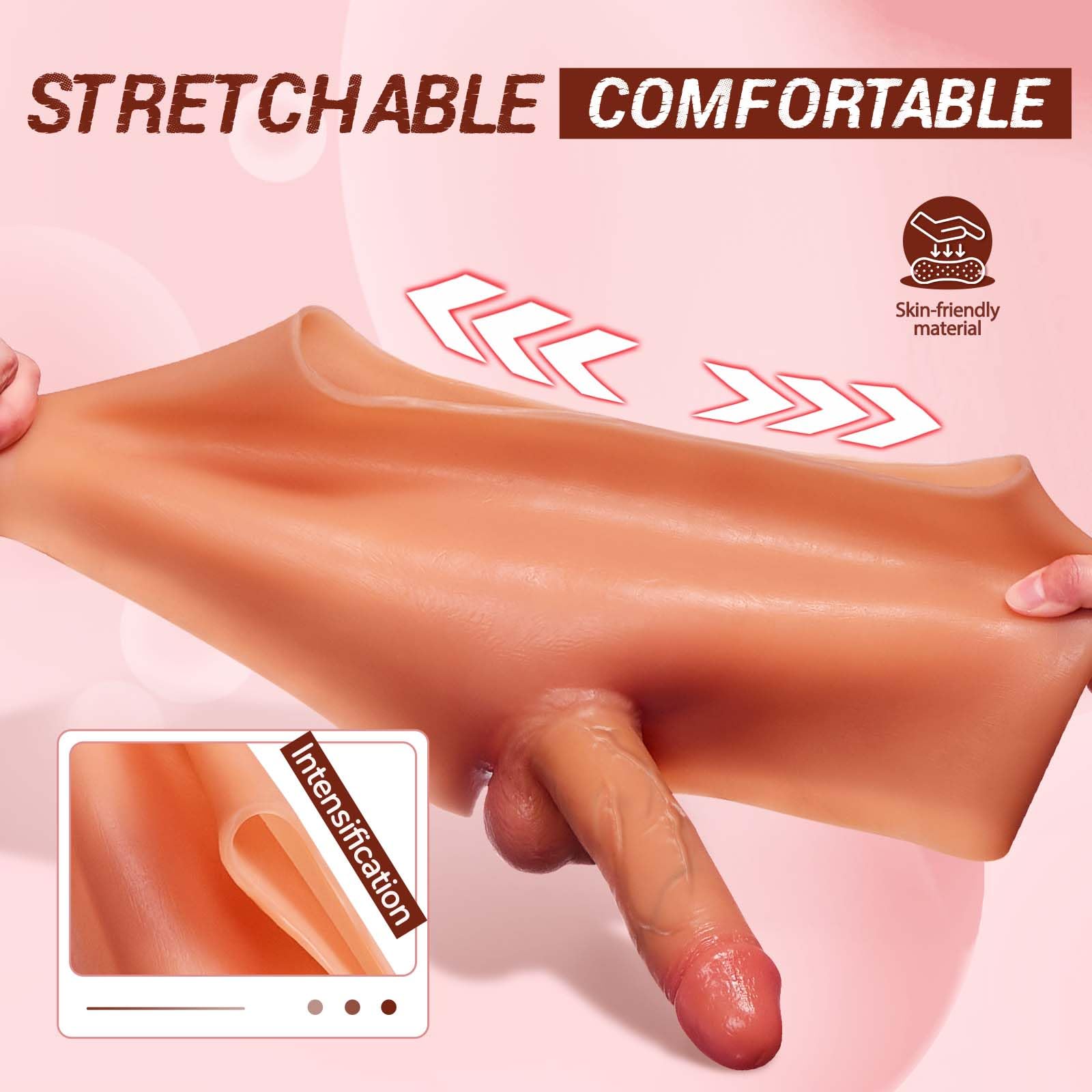 Strap On Dildo Sex Toy – Strap On Harness High Elastic Silicone Portatile Dildos Mutandine con pene fisso da 18,9 cm, Dildo realistico Transgender Abbigliamento Adulto Sex Toy per Lesbiche
