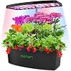 Indoor Herb Garden Kit - 12 Pods Hydroponics Growing System with 100 LED Lights, 6L Water Tank, Black Plastic, Modern Style, Office & Kitchen