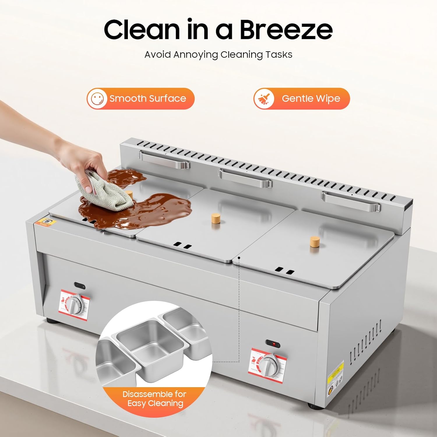 3-Pan Gas Food Heating Pot, Commercial Gas Deep Fryer Electric Food Warmer, Countertop Stainless Steel Steam Table Warmer Restaurant Buffet Catering Steam for Catering Restaurants Home Party