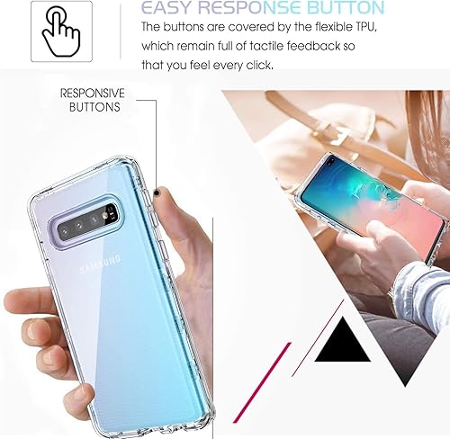 Vista 5 de KIOMY Funda transparente para Samsung Galaxy S10+ / S10 Plus, 3 en 1, a prueba de golpes, funda protectora para teléfono, carcasa de policarbonato