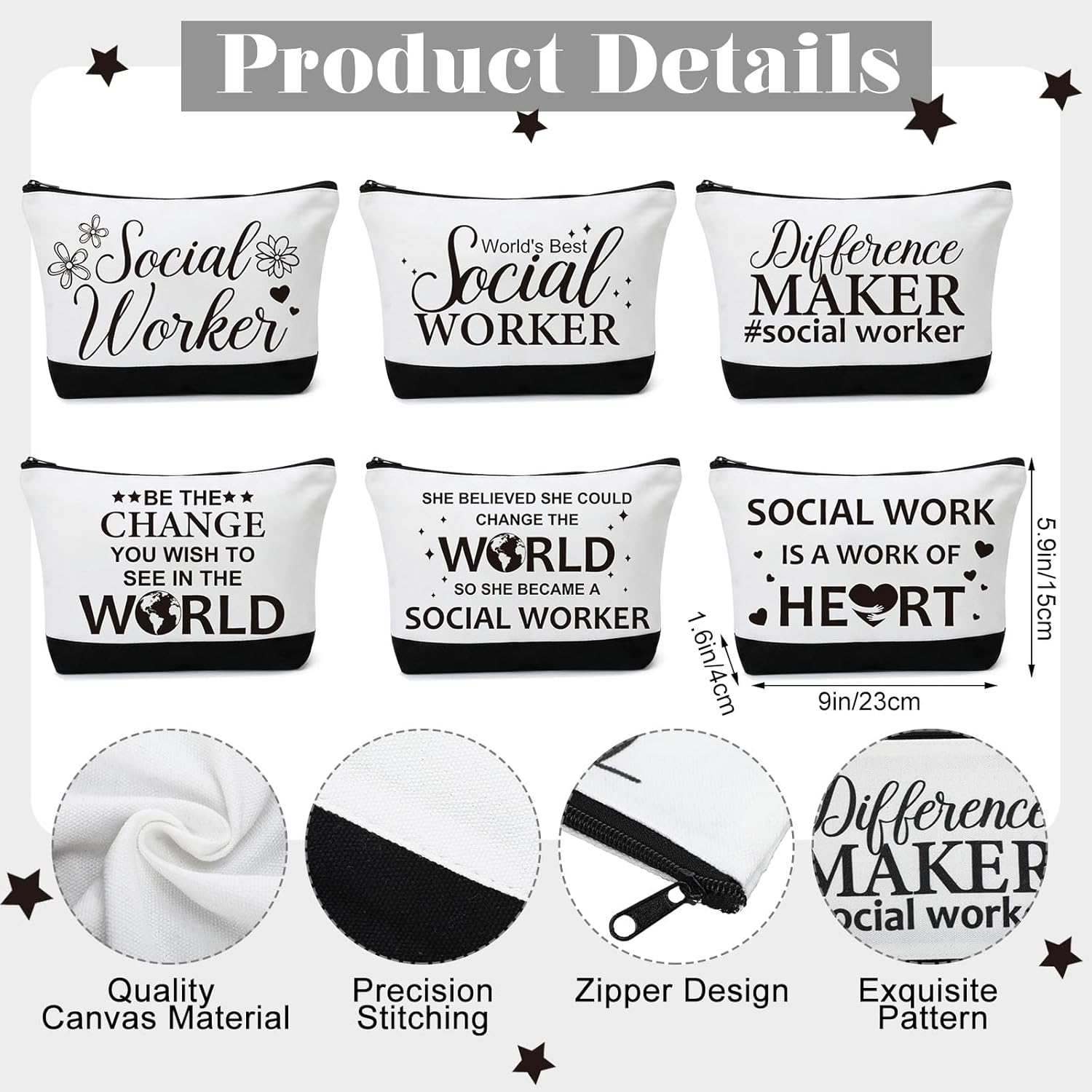 Tallew 12 Pcs Tote Bags Bulk Appreciation Gift Survival Kit Makeup Bag with Zipper for Nurse Teacher Team Coworker - Image 6