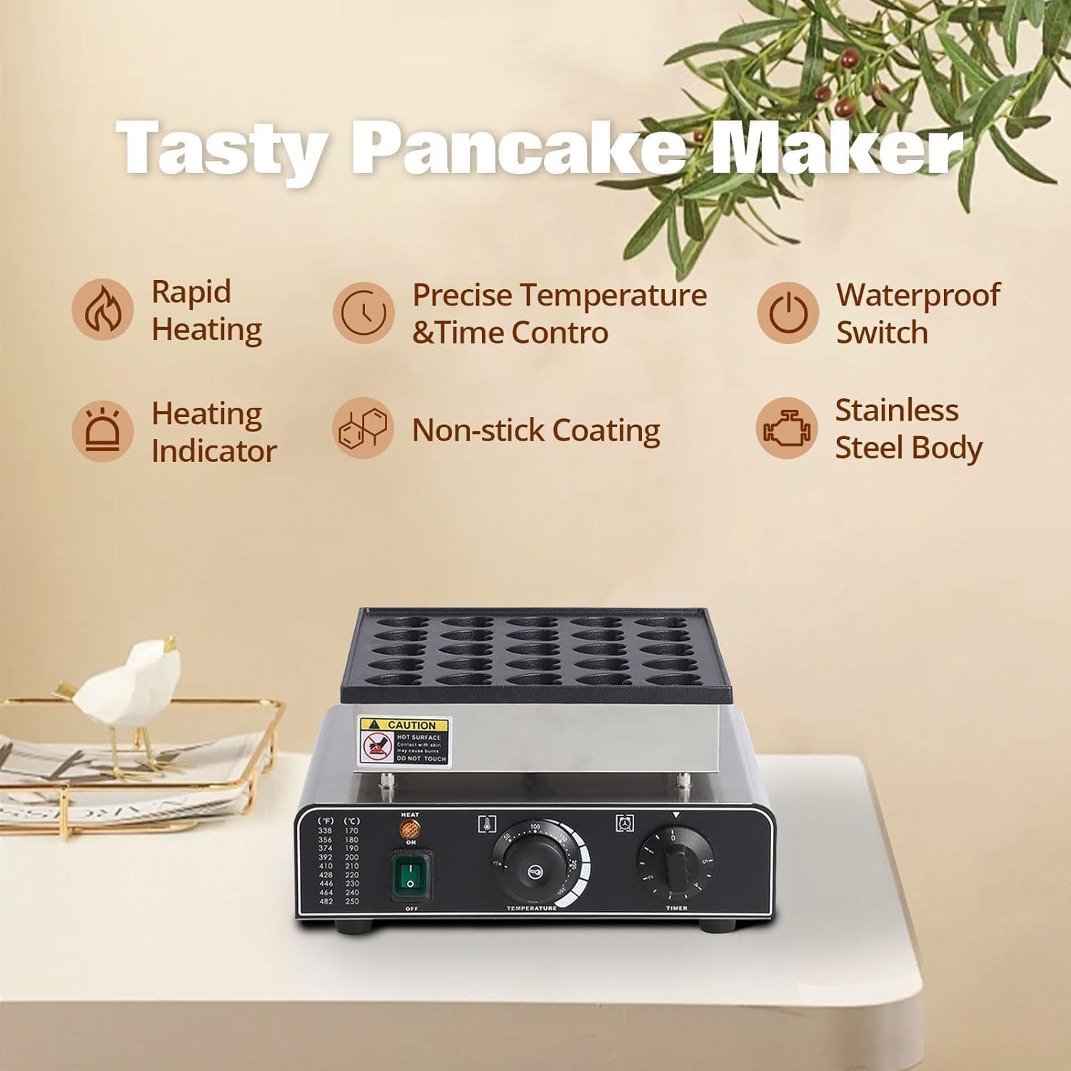 mini pancake maker Round single hole round 1.8inch/4.5cm+heart shaped 1.6"x1.6"x0.4" Muffin Maker Machine - Efficient Pancake Production, Fast Heating, User-Friendly Operation