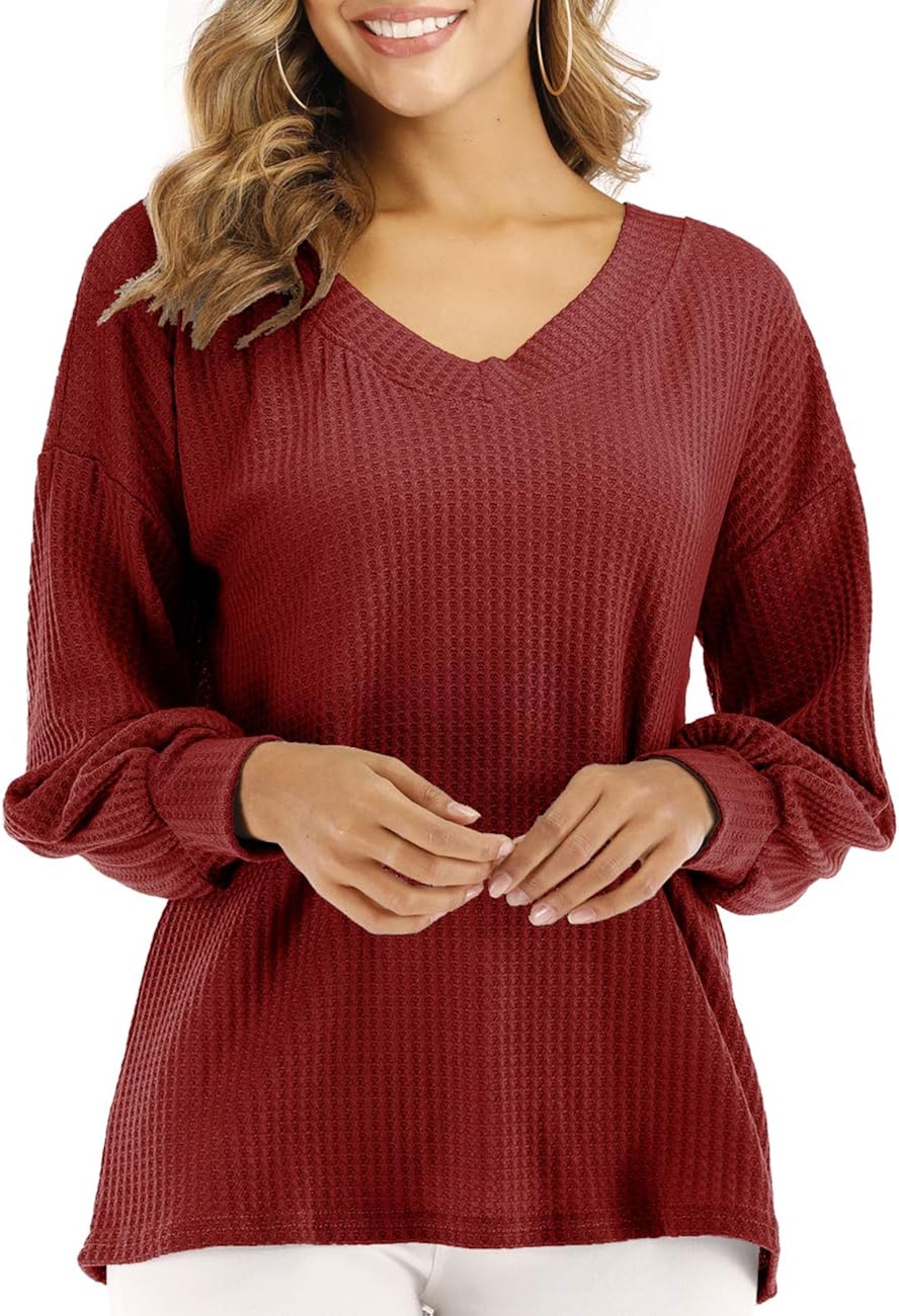 Loose Waffle Knit Pullover Sweater 