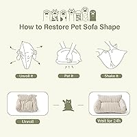 Vista 6 de Lindo sofá cama para mascotas, sofá de apoyo para gatos de interior, sofá cama para perros pequeños para perros pequeños, crema, 24 pulgadas