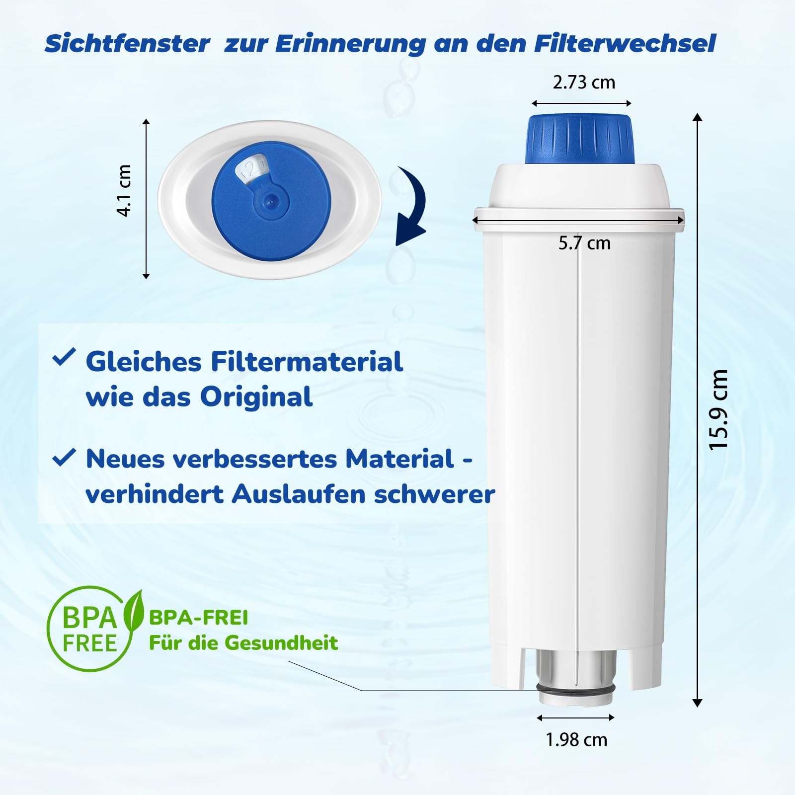 4 stuks volautomatische waterfilter, vervanging compatibel met Delonghi