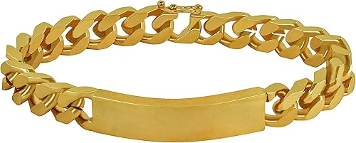 Miniatura 6 de LIFETIME JEWELRY Pulsera de identificación de eslabones cubanos Miami Curb de 0.354 in para hombres y mujeres, chapada en oro de 24 quilates